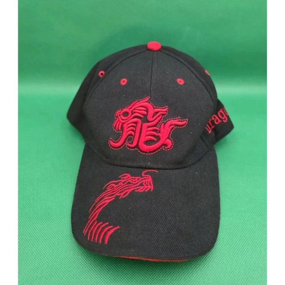 Black Red DRAGON Baseball Cap Japan Hat Fantasy Embroidered Snapback Adjustable‎